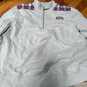 Vineyard Vines Gray and Red Zip Up Sweater